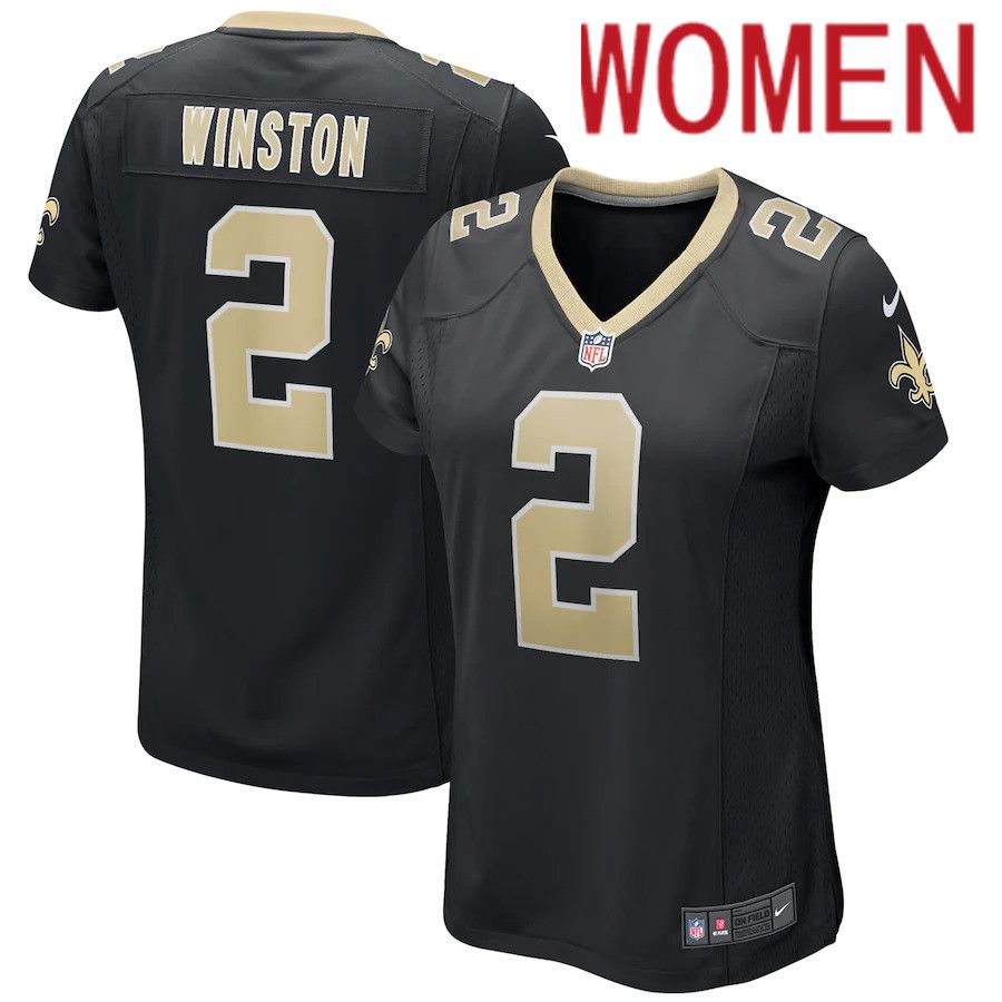 Women New Orleans Saints #2 Jameis Winston Nike Black Game NFL Jersey->women nfl jersey->Women Jersey